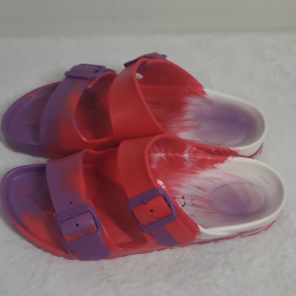 Birkenstock Red and Purple Sandals with Contoured Footbed - Picture 5 of 8